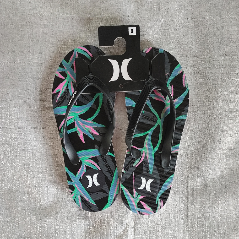 Hurley Tropical Flip Flops Sandals size 9 NWT